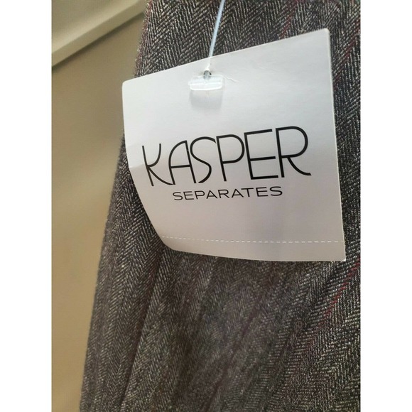 Kasper Women Gray Polyester Modern Fit Contour Waist Wide Leg Dress Pant Size 14 - Picture 8 of 12